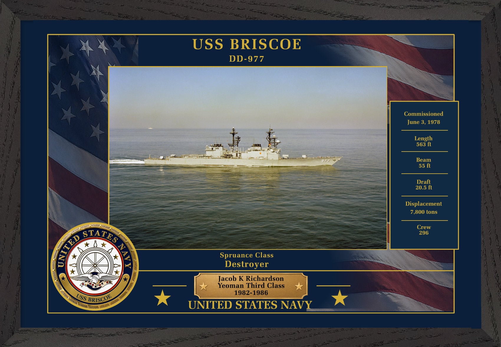 USS Briscoe DD-977 Framed Patriotic Photo