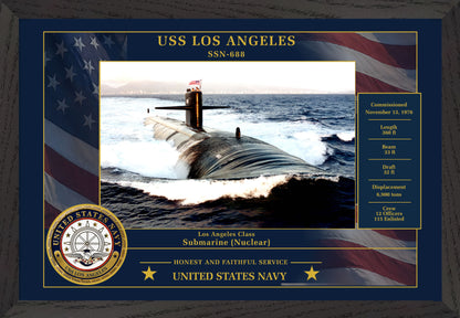 USS Los Angeles SSN-688 Framed Patriotic Photo