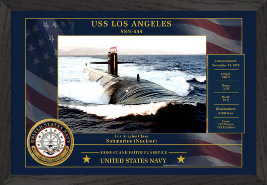USS Los Angeles SSN-688 Framed Patriotic Photo