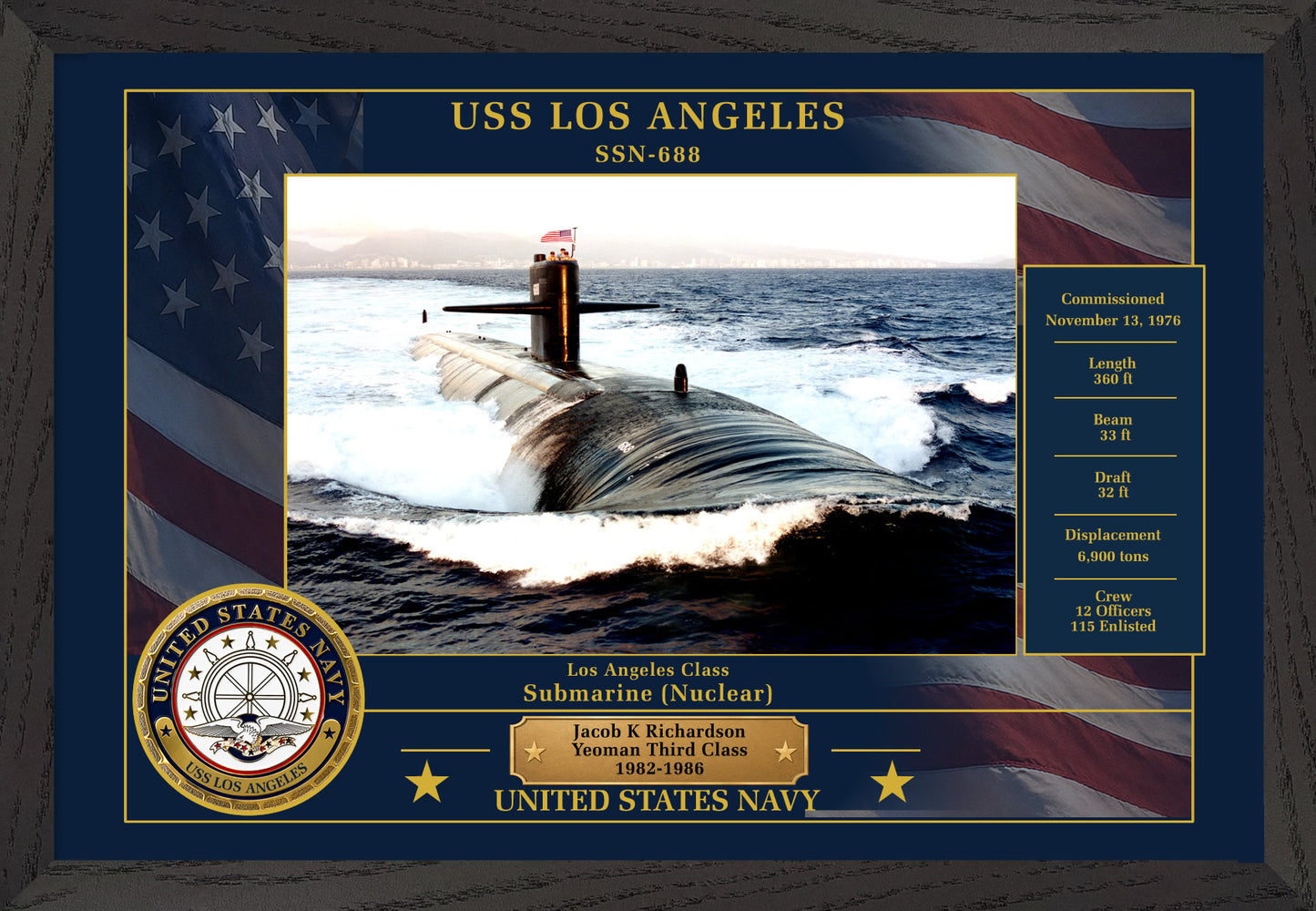 USS Los Angeles SSN-688 Framed Patriotic Photo