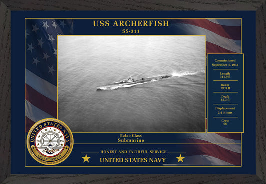 USS Archerfish SS-311 Framed Patriotic Photo