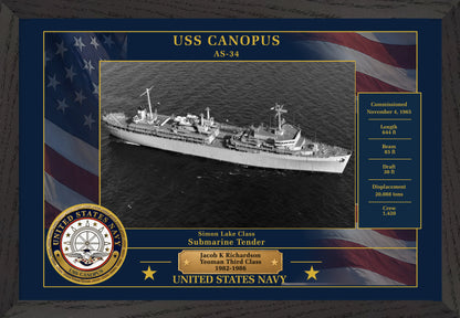 USS Canopus AS-34 Framed Patriotic Photo