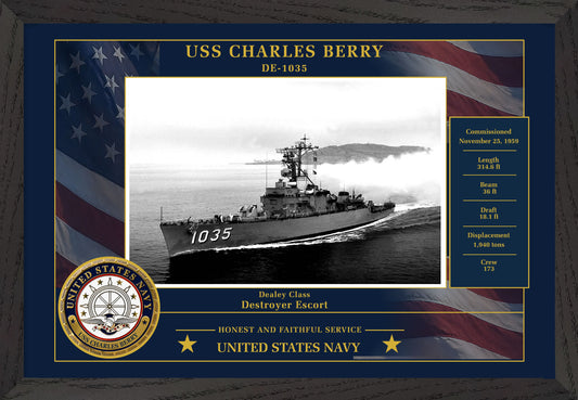 USS Charles Berry DE-1035 Framed Patriotic Photo