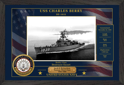 USS Charles Berry DE-1035 Framed Patriotic Photo