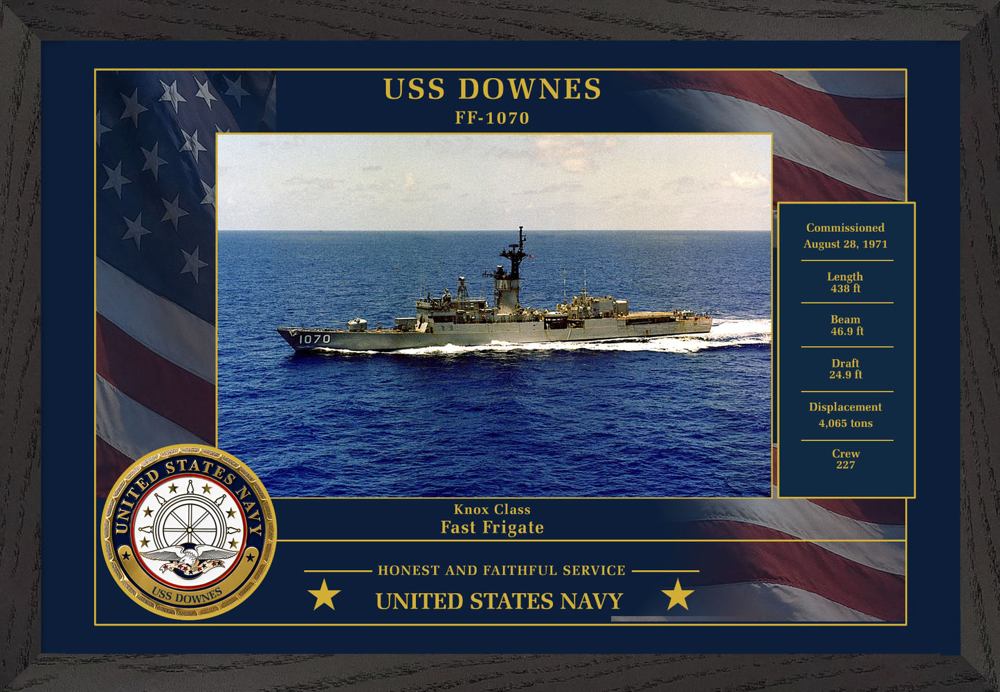USS Downes FF-1070 Framed Patriotic Photo