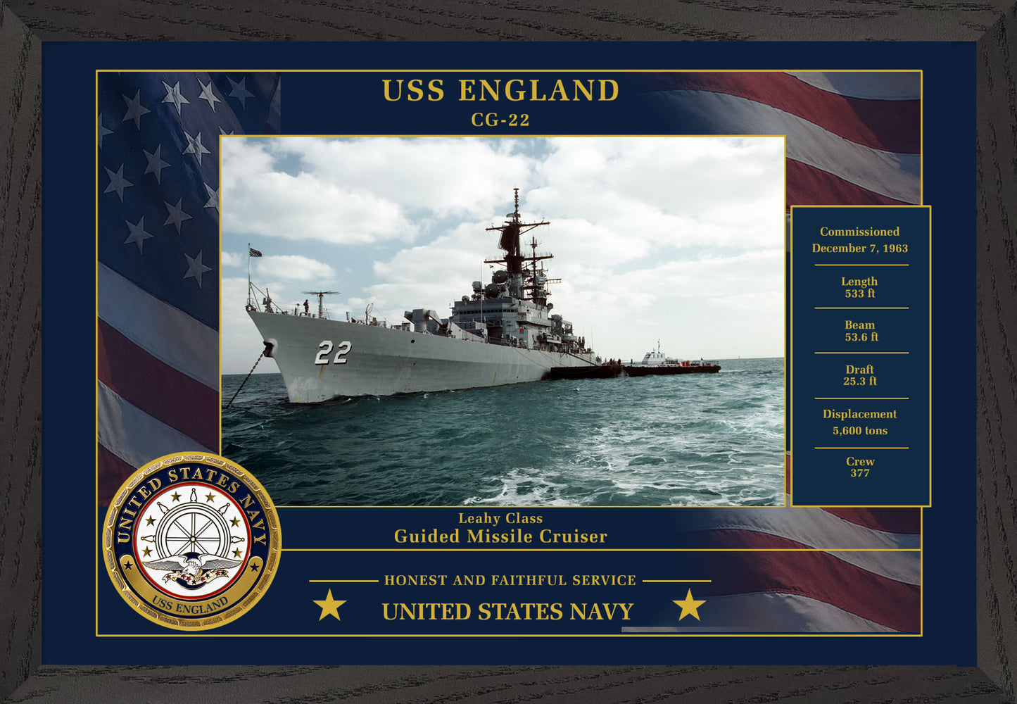 USS England CG-22 Framed Patriotic Photo