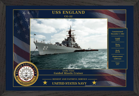 USS England CG-22 Framed Patriotic Photo