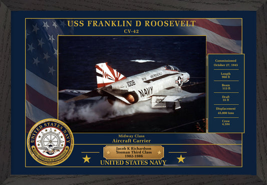 USS Franklin D Roosevelt CV-42 Framed Patriotic Photo