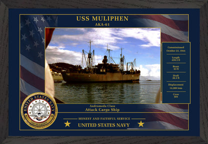 USS Muliphen AKA-61 Framed Patriotic Photo