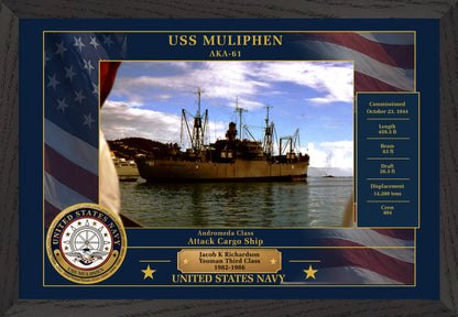 USS Muliphen AKA-61 Framed Patriotic Photo