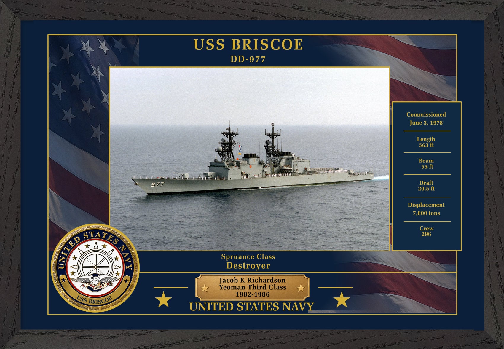 USS Briscoe DD-977 Framed Patriotic Photo