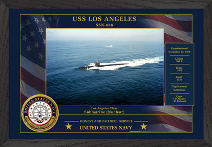 USS Los Angeles SSN-688 Framed Patriotic Photo