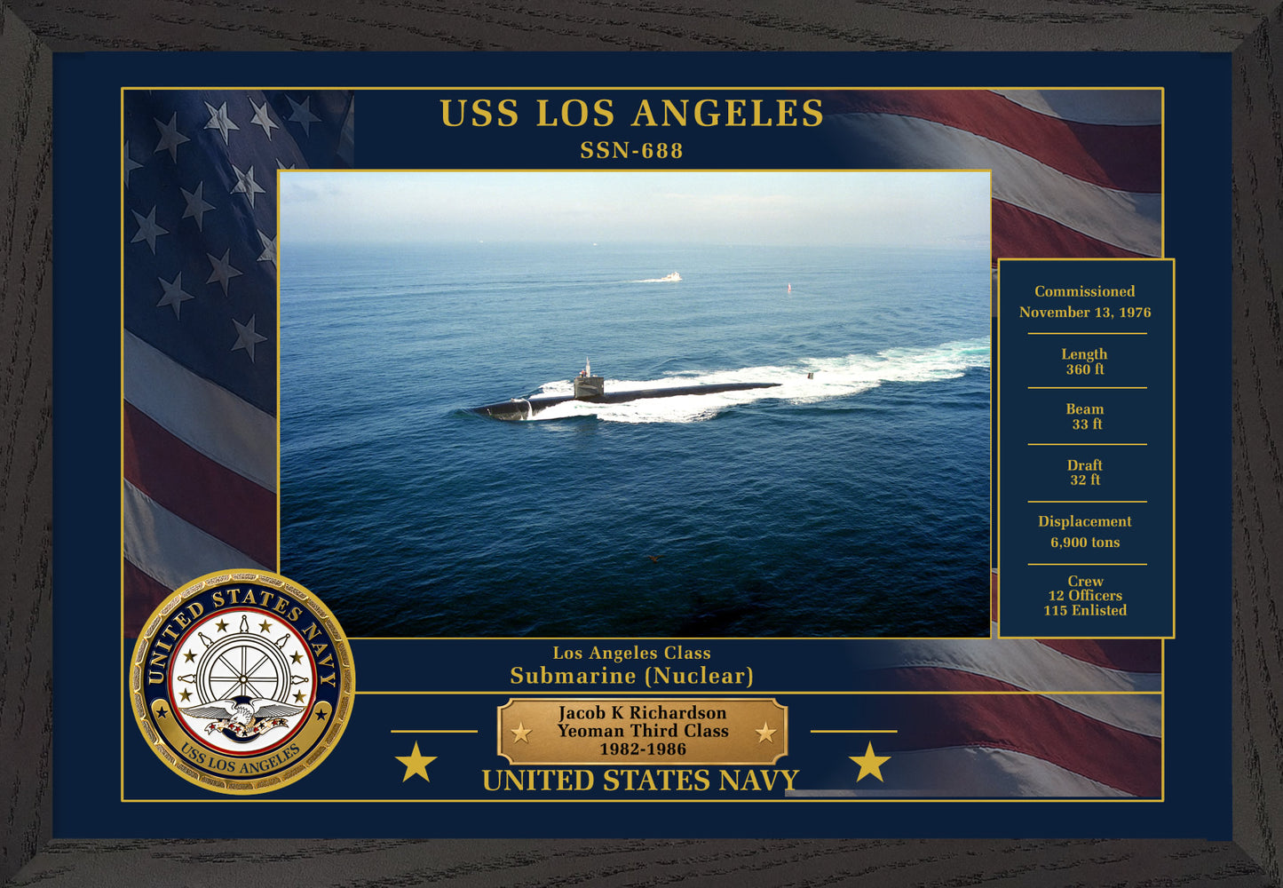 USS Los Angeles SSN-688 Framed Patriotic Photo