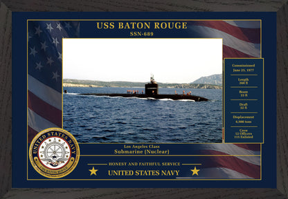 USS Baton Rouge SSN-689 Framed Patriotic Photo