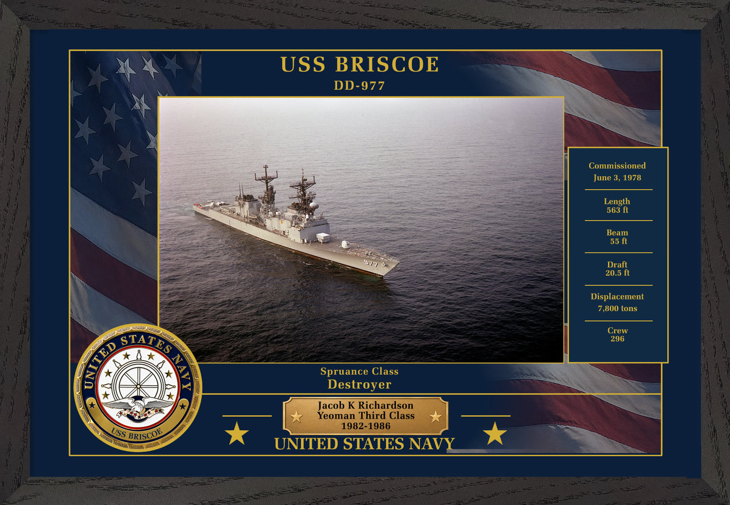 USS Briscoe DD-977 Framed Patriotic Photo