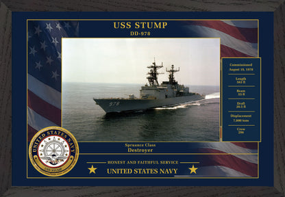 USS Stump DD-978 Framed Patriotic Photo