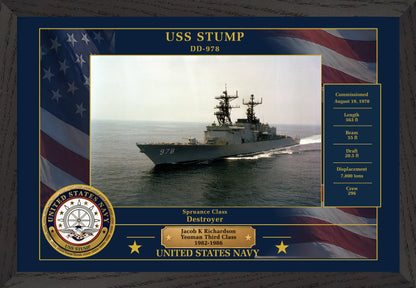 USS Stump DD-978 Framed Patriotic Photo