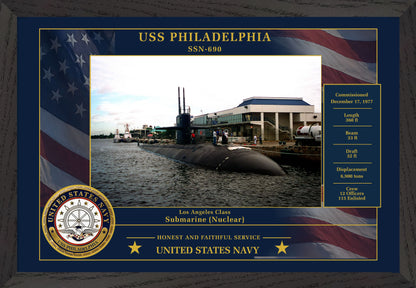 USS Philadelphia SSN-690 Framed Patriotic Photo