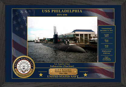 USS Philadelphia SSN-690 Framed Patriotic Photo