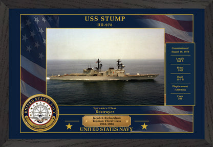 USS Stump DD-978 Framed Patriotic Photo