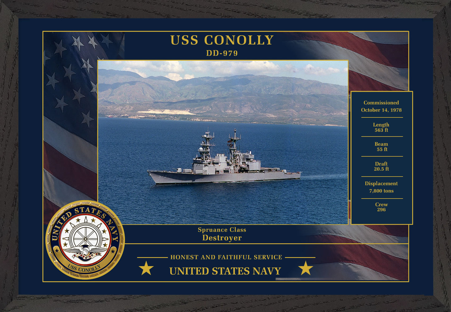 USS Conolly DD-979 Framed Patriotic Photo