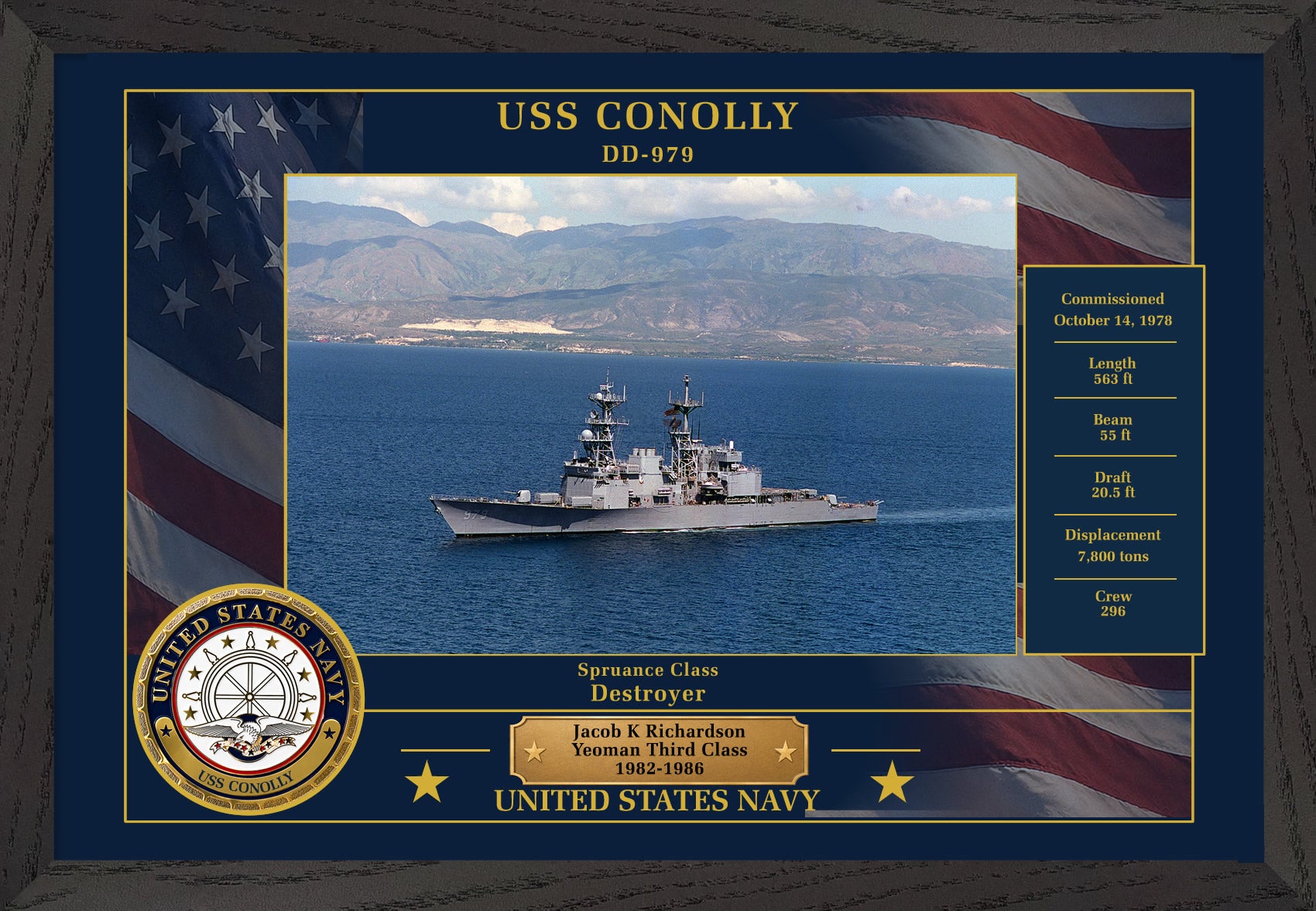 USS Conolly DD-979 Framed Patriotic Photo