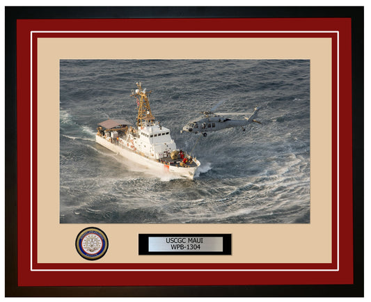 USCGC MAUI WPB 1304 Framed Coast Guard Ship Photo Burgundy 72WPB1304