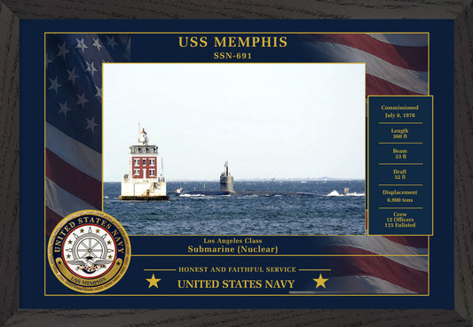 USS Memphis SSN-691 Framed Patriotic Photo