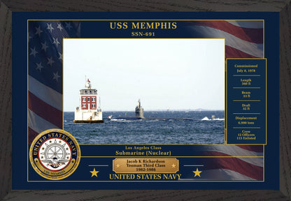 USS Memphis SSN-691 Framed Patriotic Photo