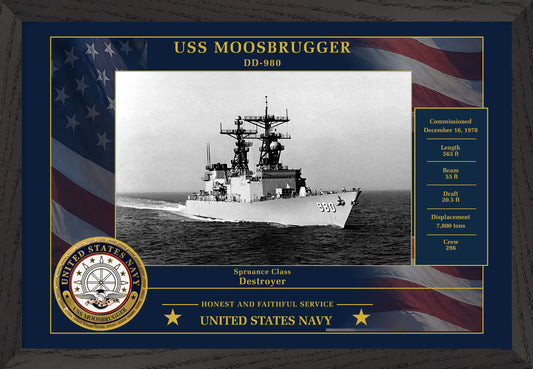 USS Moosbrugger DD-980 Framed Patriotic Photo