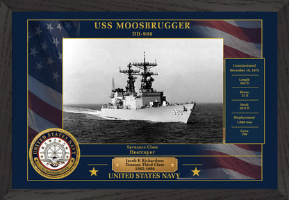 USS Moosbrugger DD-980 Framed Patriotic Photo