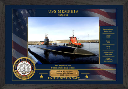 USS Memphis SSN-691 Framed Patriotic Photo