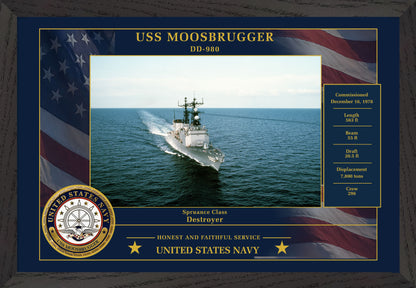 USS Moosbrugger DD-980 Framed Patriotic Photo