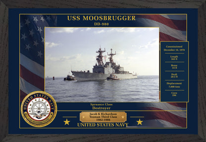 USS Moosbrugger DD-980 Framed Patriotic Photo