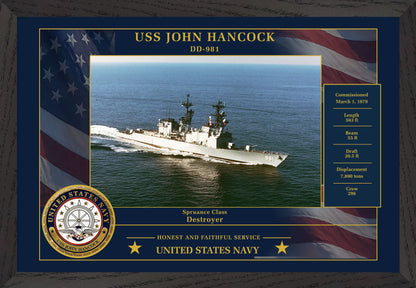 USS John Hancock DD-981 Framed Patriotic Photo