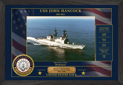 USS John Hancock DD-981 Framed Patriotic Photo