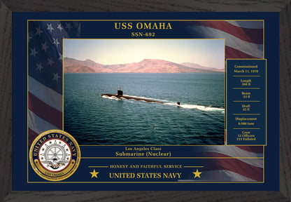 USS Omaha SSN-692 Framed Patriotic Photo
