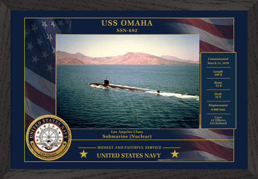 USS Omaha SSN-692 Framed Patriotic Photo