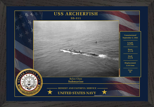 USS Archerfish SS-311 Framed Patriotic Photo