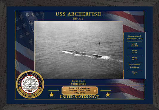 USS Archerfish SS-311 Framed Patriotic Photo