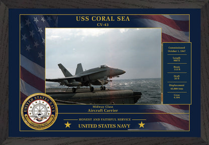 USS Coral Sea CV-43 Framed Patriotic Photo