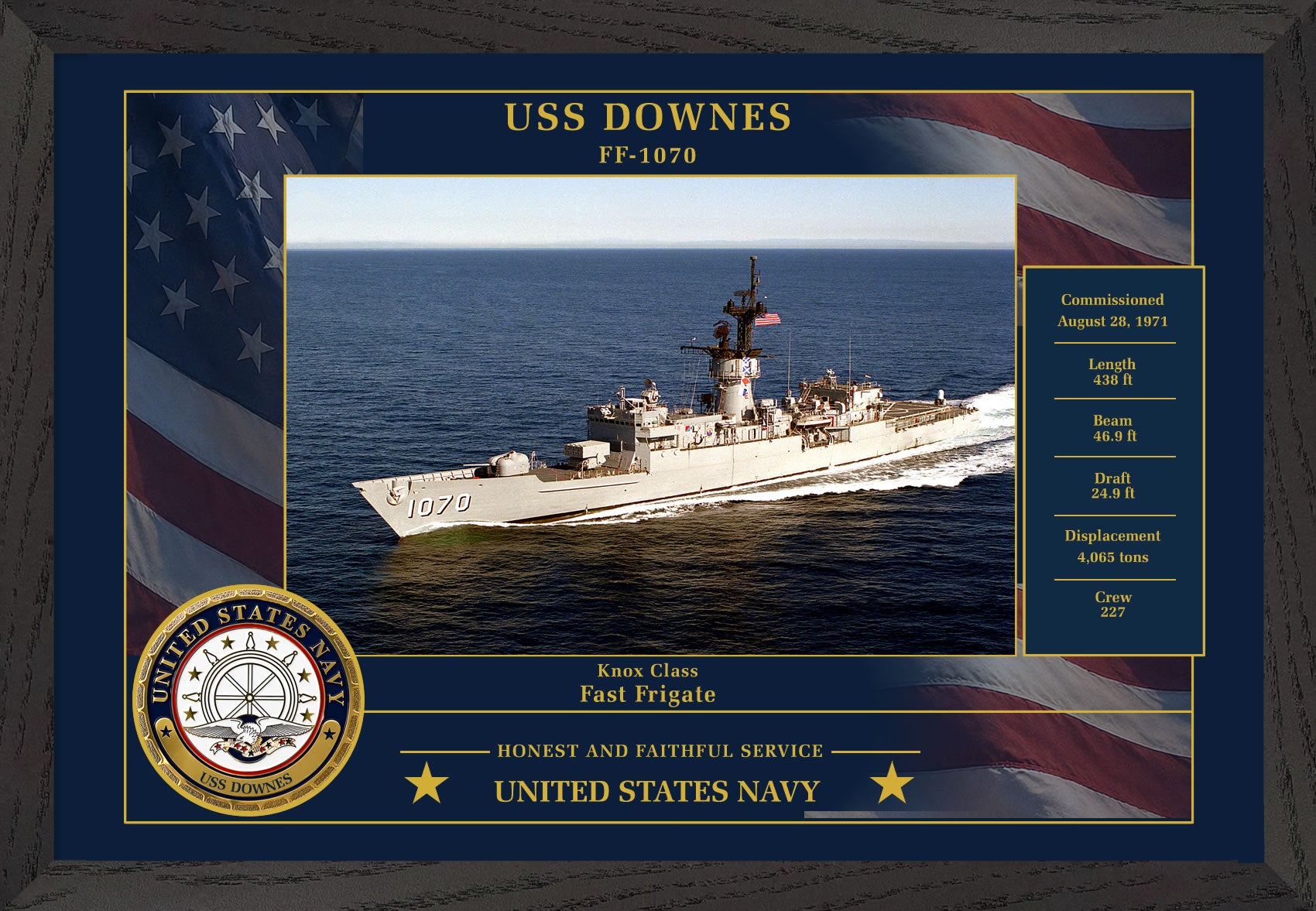 USS Downes FF-1070 Framed Patriotic Photo