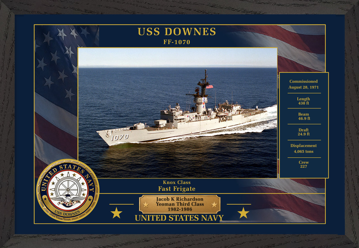 USS Downes FF-1070 Framed Patriotic Photo