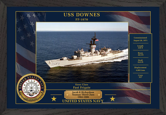 USS Downes FF-1070 Framed Patriotic Photo