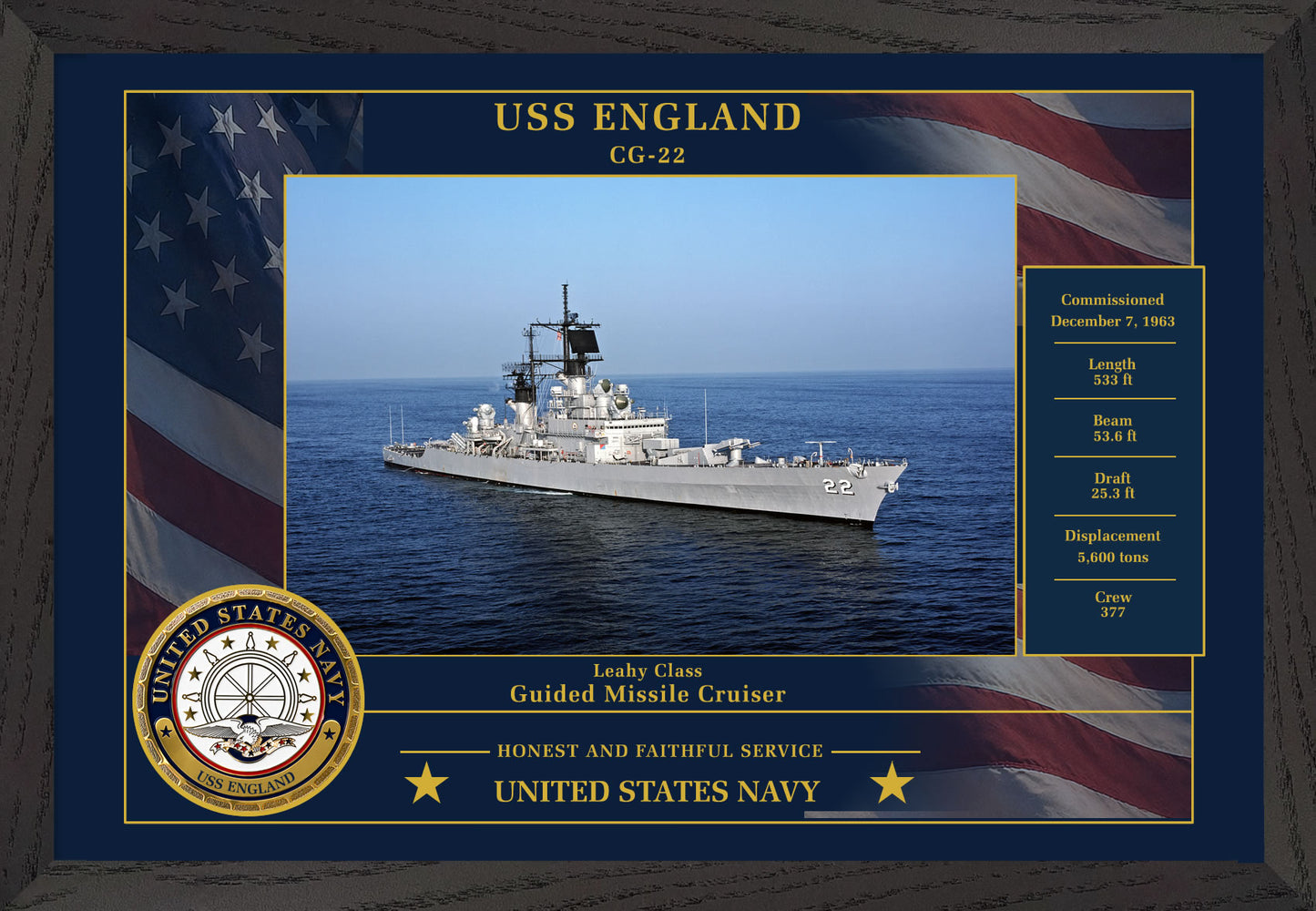 USS England CG-22 Framed Patriotic Photo