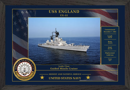 USS England CG-22 Framed Patriotic Photo