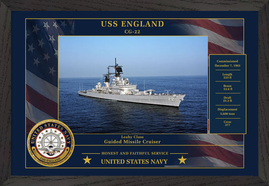 USS England CG-22 Framed Patriotic Photo