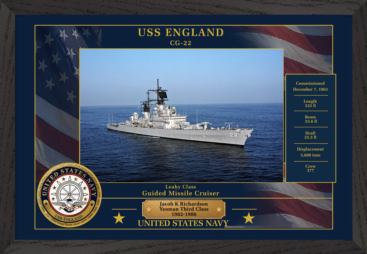 USS England CG-22 Framed Patriotic Photo