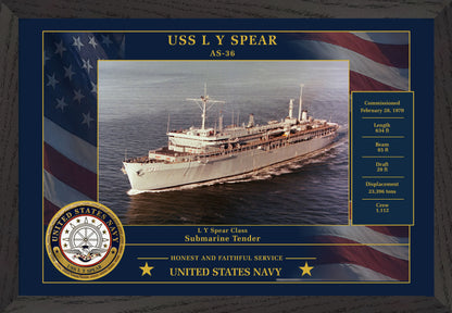 USS L Y Spear AS-36 Framed Patriotic Photo