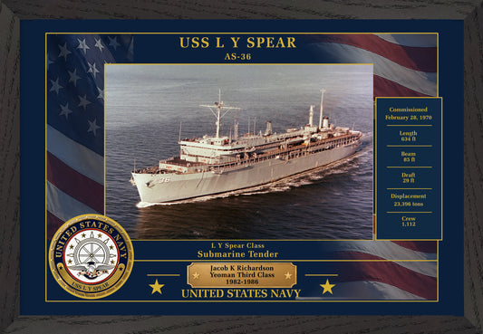 USS L Y Spear AS-36 Framed Patriotic Photo